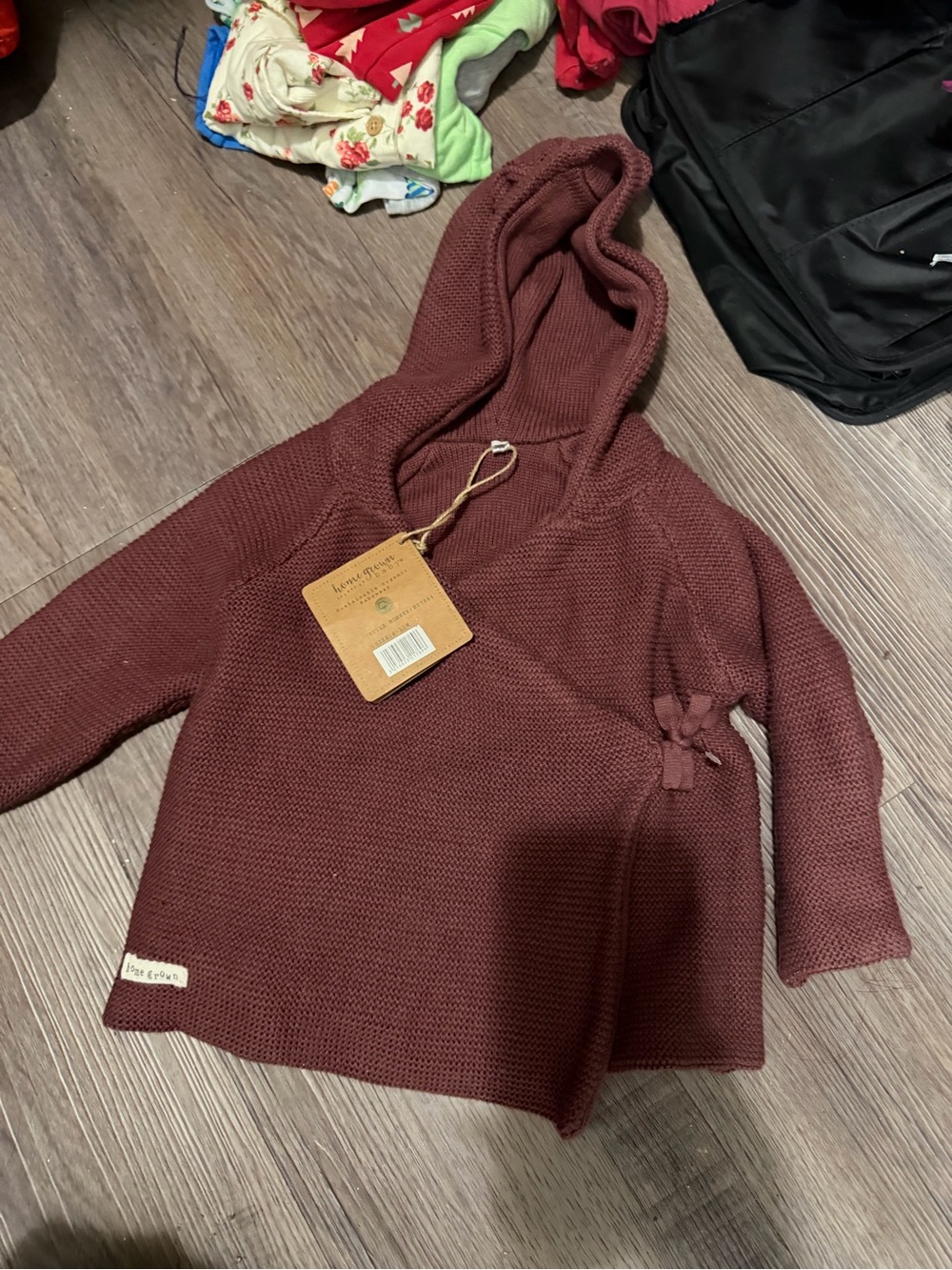 Toddler Hooded Knit Sweater w/ hooded ears- Deep Mauve- 12 month- nwt